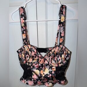 For Love And Lemons Multicolor Floral Lace Top